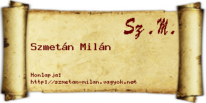 Szmetán Milán névjegykártya